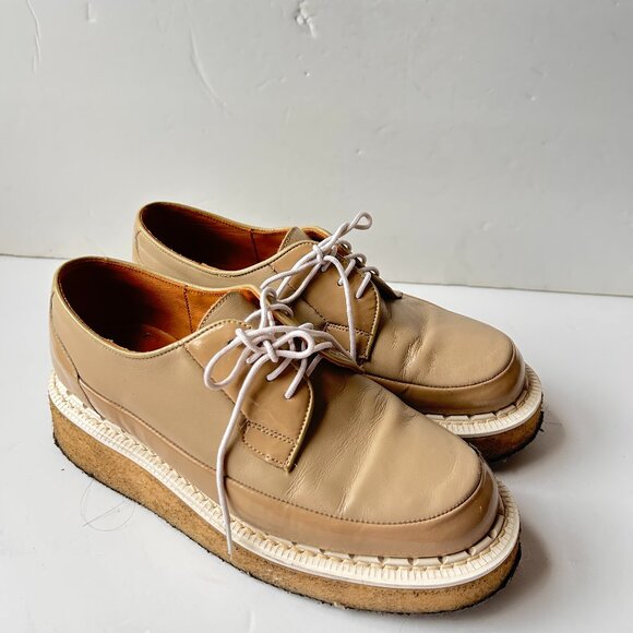 George Cox Creepers size 7 tan brown leather lace up oxford shoes platform - Picture 1 of 8